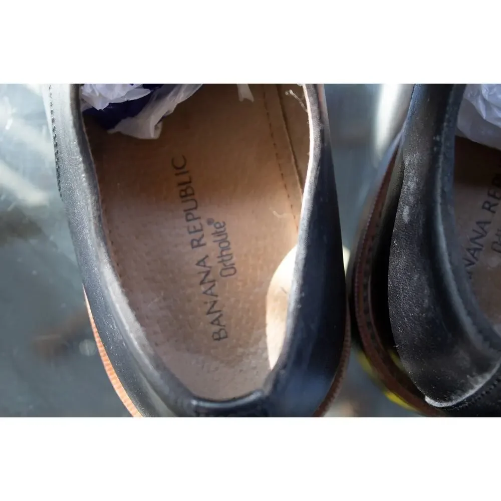 BANANA REPUBLIC‎ Ortholite Italian Leather Black Dress Oxfords Shoes Mens Sz 10